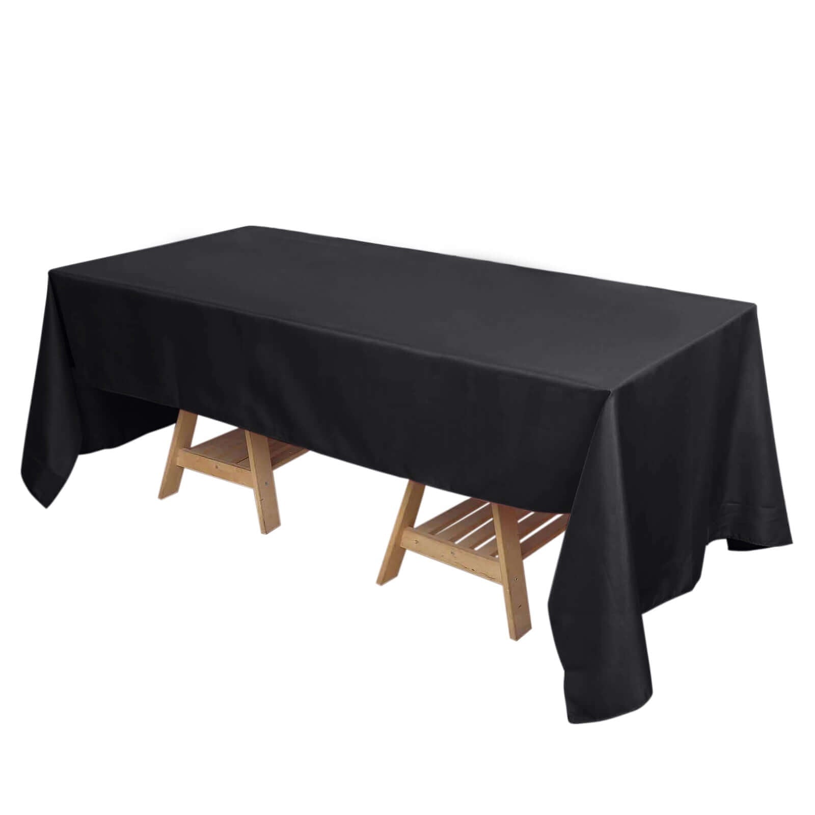 Polyester 72"x120" Rectangle Tablecloth Black - Durable and Stylish for Events - Linen Luxes