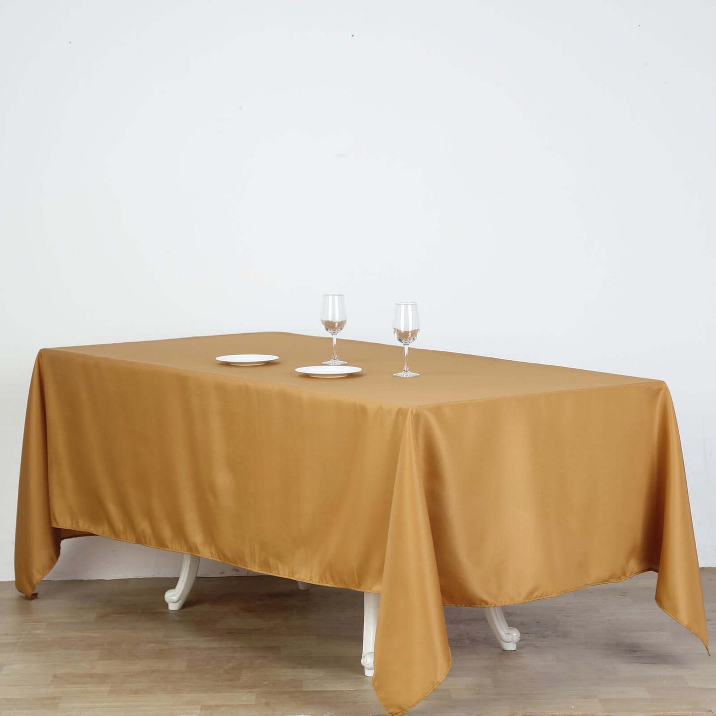 Polyester 72"x120" Rectangle Tablecloth Gold - Durable and Stylish for Events - Linen Luxes