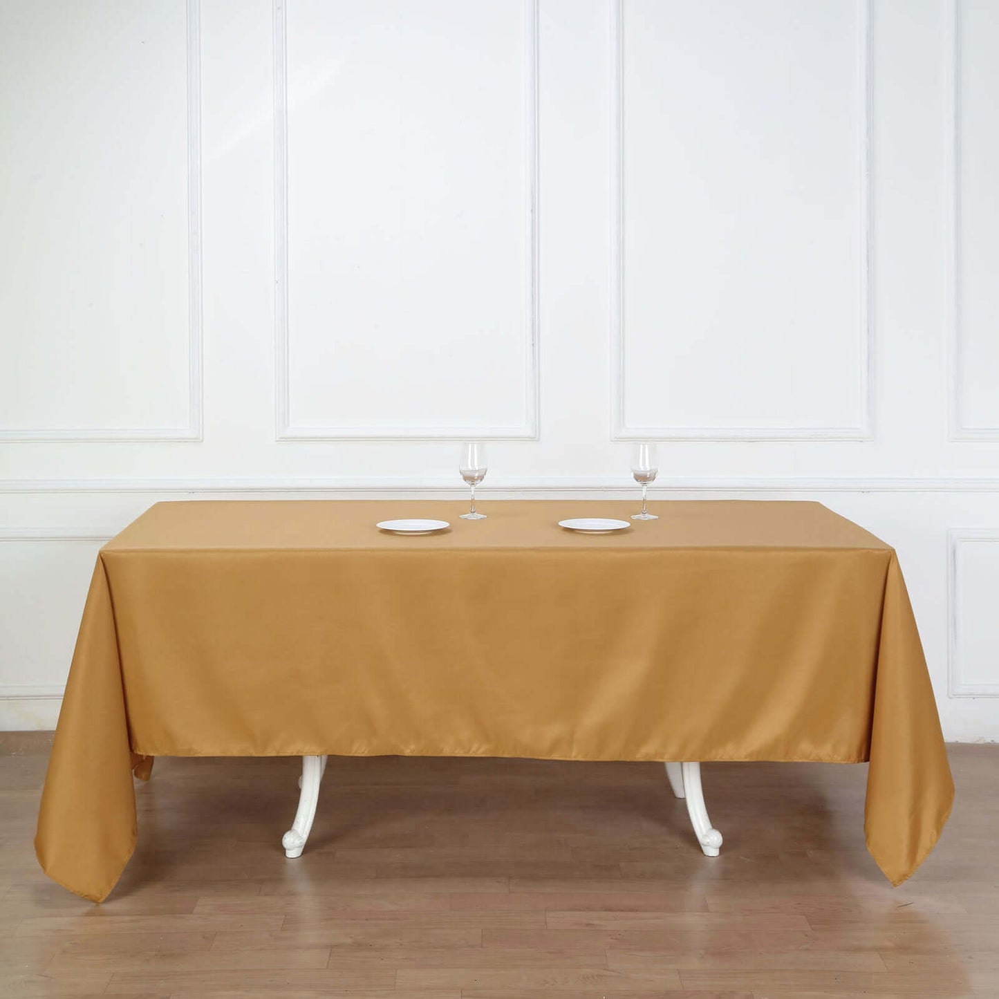 Polyester 72"x120" Rectangle Tablecloth Gold - Durable and Stylish for Events - Linen Luxes