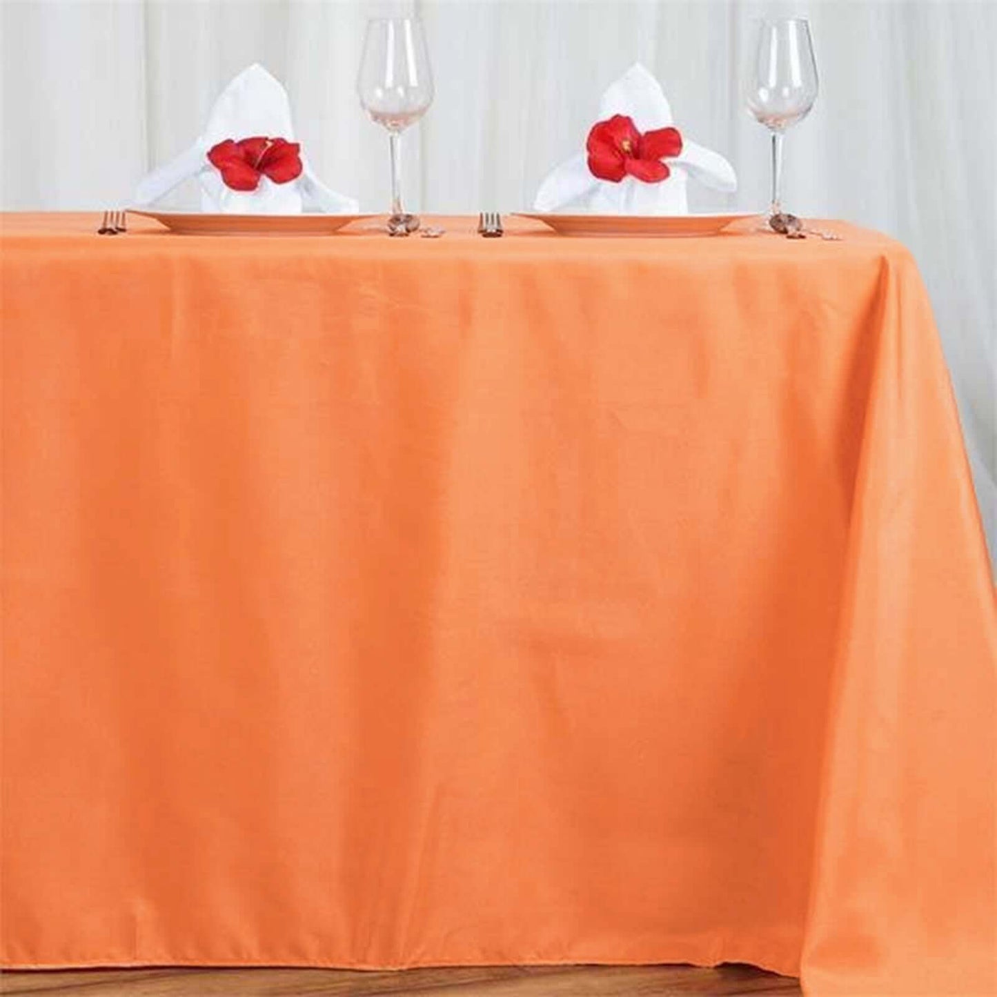 Polyester 72"x120" Rectangle Tablecloth Orange - Durable and Stylish Table Cover - Linen Luxes