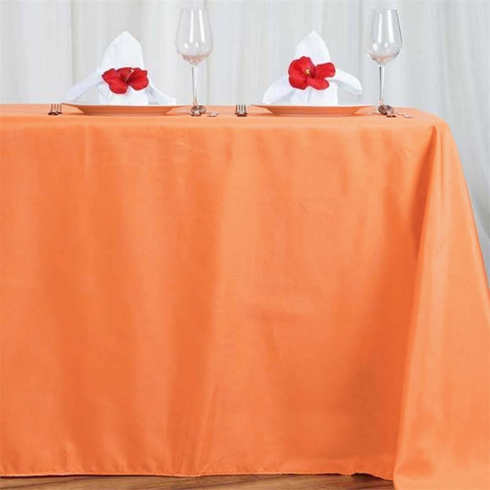 Polyester 72"x120" Rectangle Tablecloth Orange - Durable and Stylish Table Cover - Linen Luxes