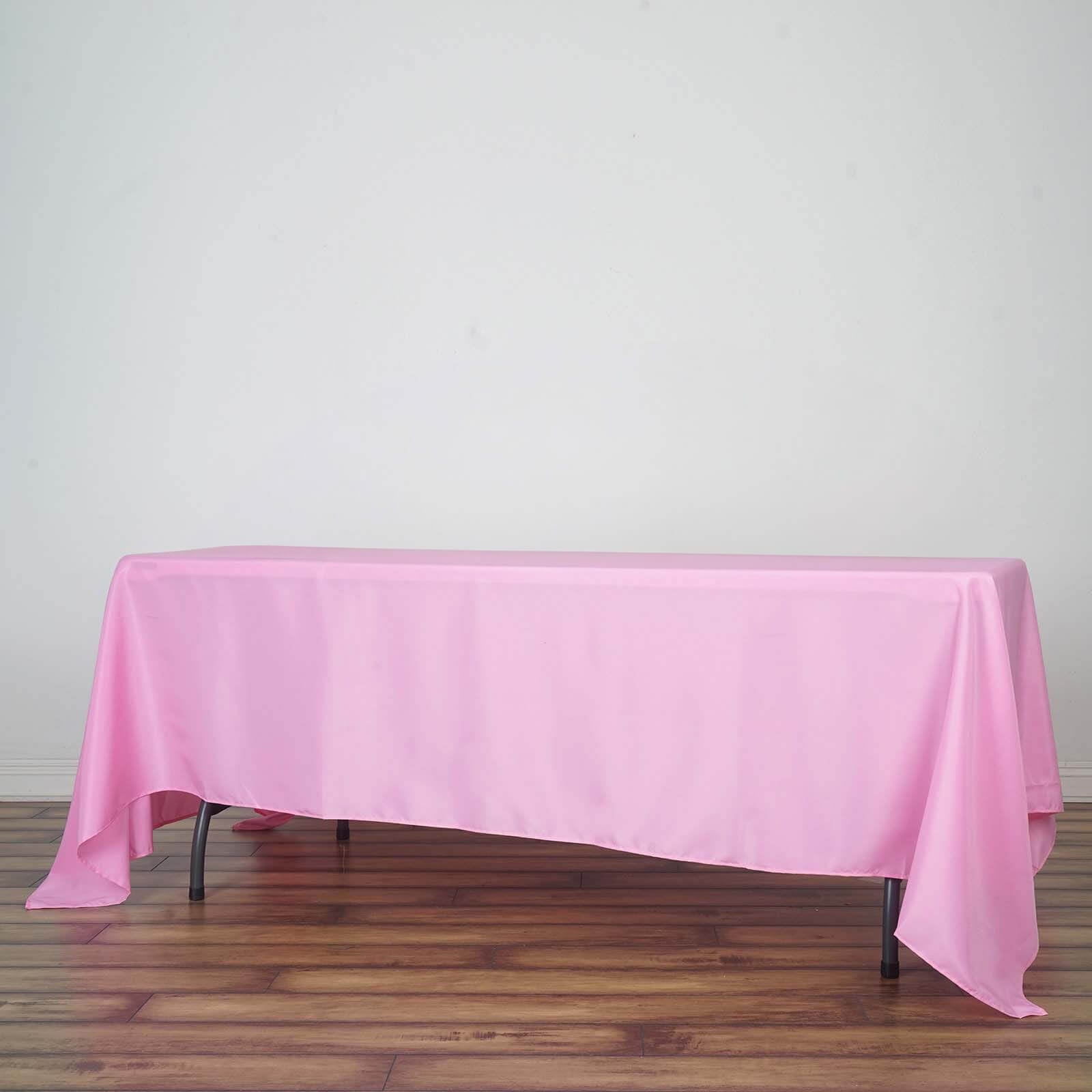 Polyester 72"x120" Rectangle Tablecloth Pink - Durable and Stylish Table Cover - Linen Luxes