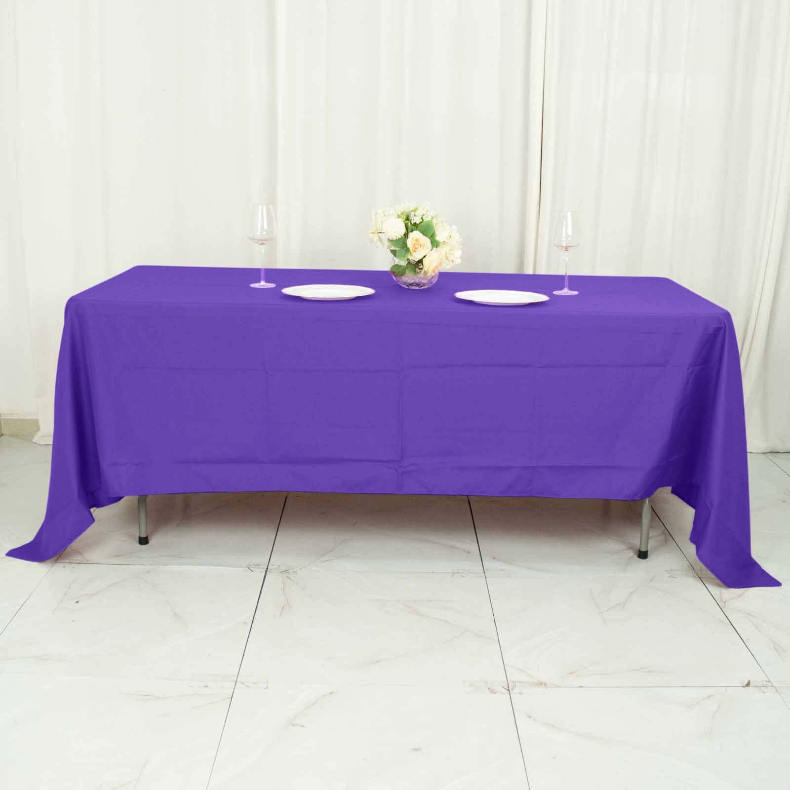 Polyester 72"x120" Rectangle Tablecloth Purple - Durable and Stylish Table Cover - Linen Luxes