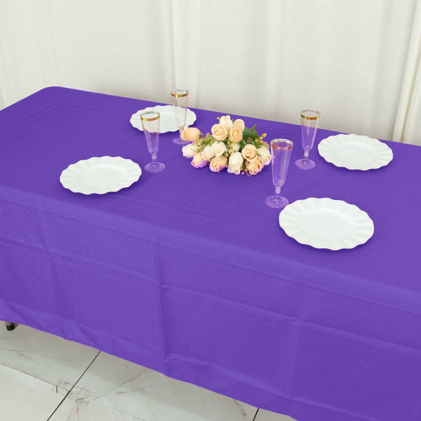 Polyester 72"x120" Rectangle Tablecloth Purple - Durable and Stylish Table Cover - Linen Luxes