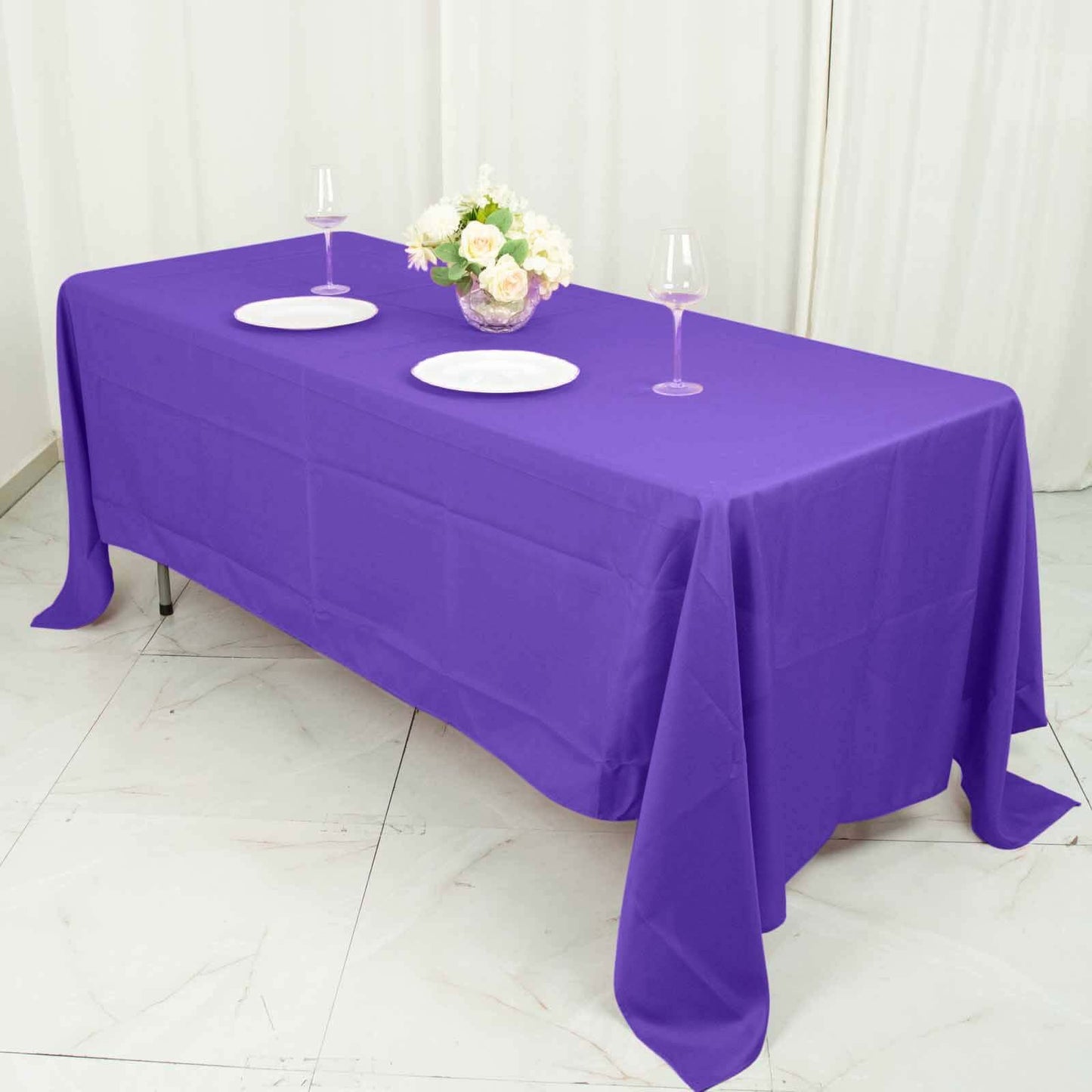 Polyester 72"x120" Rectangle Tablecloth Purple - Durable and Stylish Table Cover - Linen Luxes