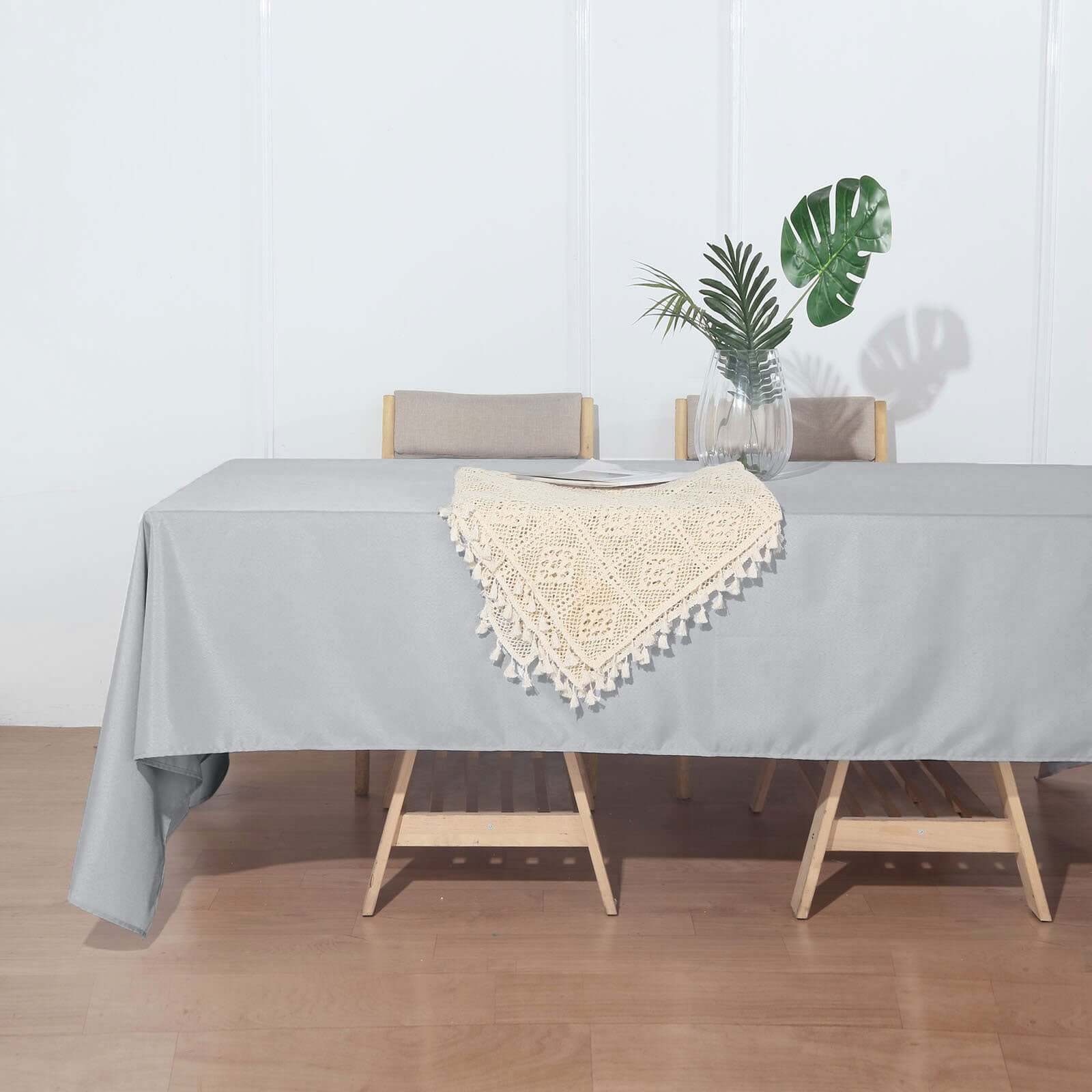 Polyester 72"x120" Rectangle Tablecloth Silver - Durable and Stylish Table Cover - Linen Luxes