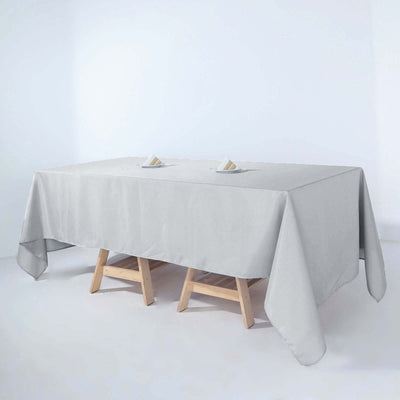 Polyester 72"x120" Rectangle Tablecloth Silver - Durable and Stylish Table Cover - Linen Luxes