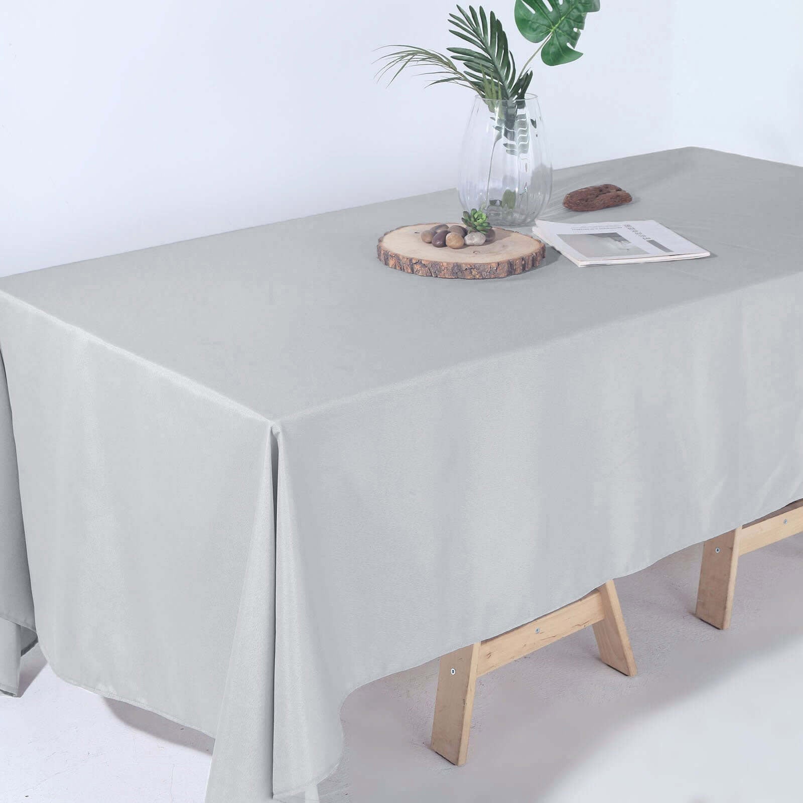 Polyester 72"x120" Rectangle Tablecloth Silver - Durable and Stylish Table Cover - Linen Luxes