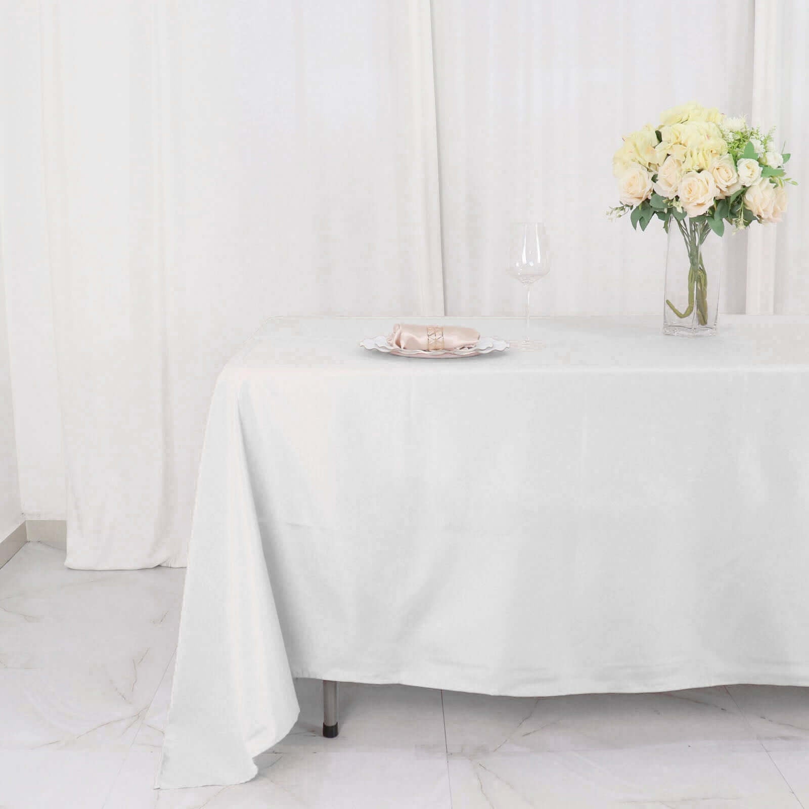 Polyester 72"x120" Rectangle Tablecloth White - Durable and Stylish Table Cover for Events - Linen Luxes