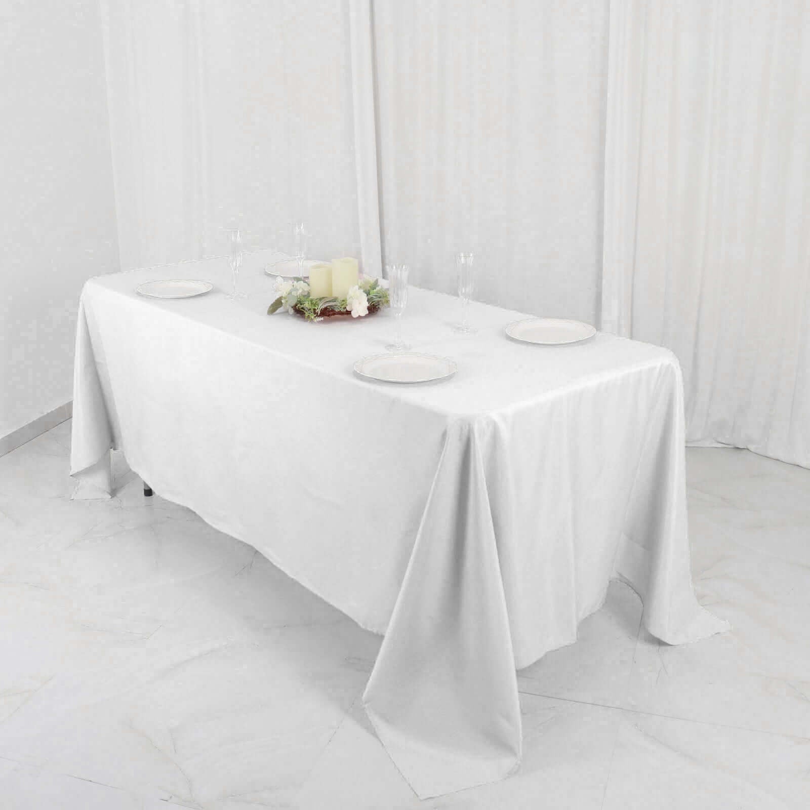 Polyester 72"x120" Rectangle Tablecloth White - Durable and Stylish Table Cover for Events - Linen Luxes