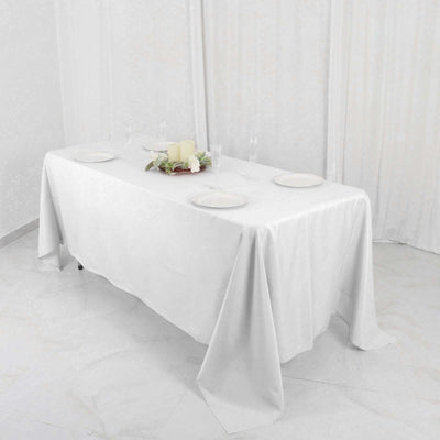 Polyester 72"x120" Rectangle Tablecloth White - Durable and Stylish Table Cover for Events - Linen Luxes