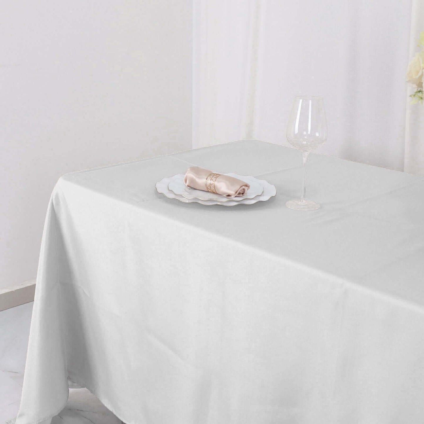 Polyester 72"x120" Rectangle Tablecloth White - Durable and Stylish Table Cover for Events - Linen Luxes