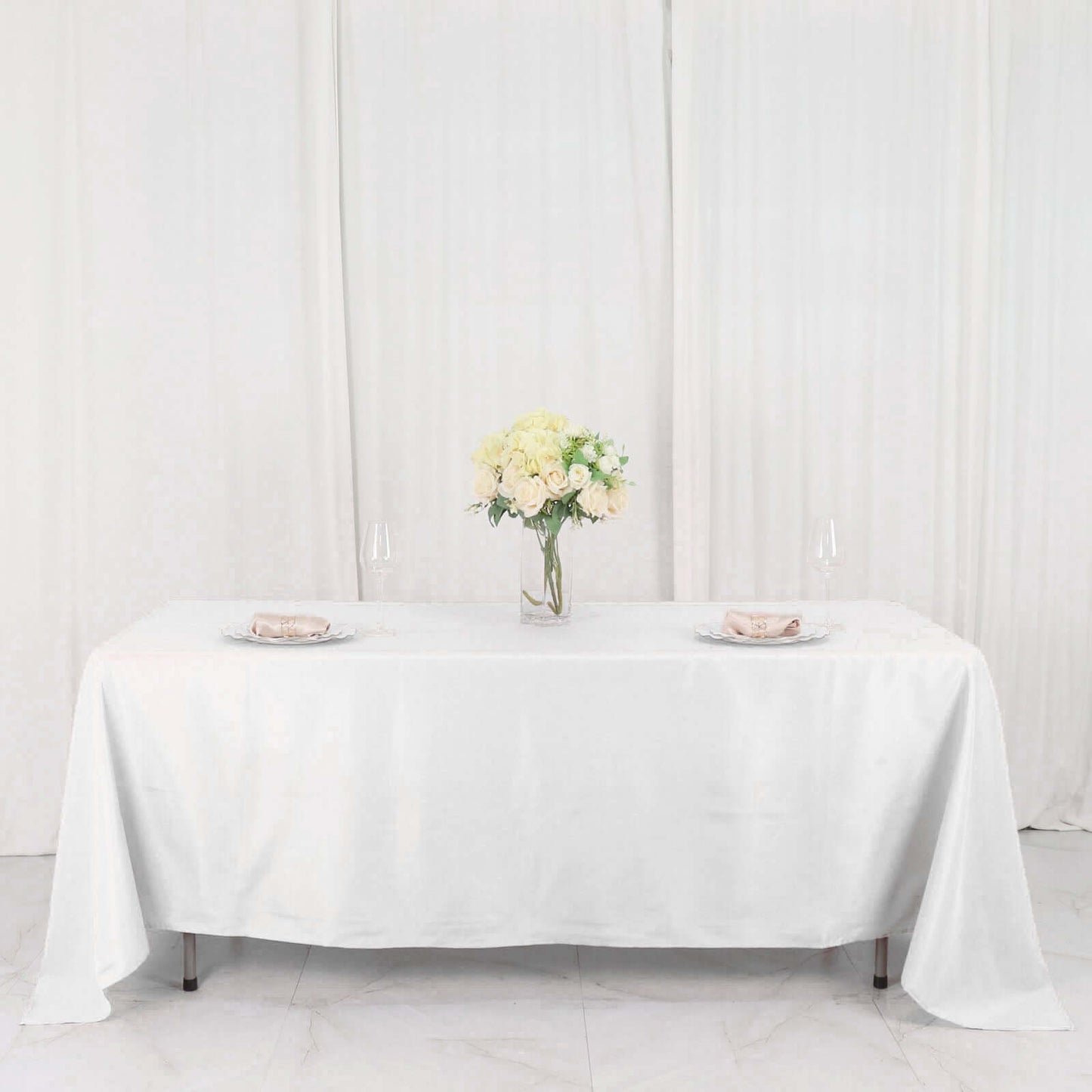 Polyester 72"x120" Rectangle Tablecloth White - Durable and Stylish Table Cover for Events - Linen Luxes