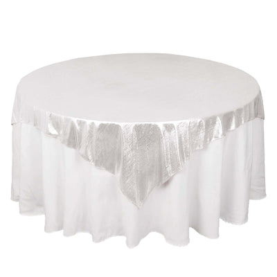 Polyester 72"x72" Table Overlay Square Tablecloth Silver - Sequin Dots Wrinkle-Free Table Cover