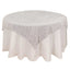 Polyester 72"x72" Table Overlay Square Tablecloth White Fringe Shag Design for Stylish Celebrations