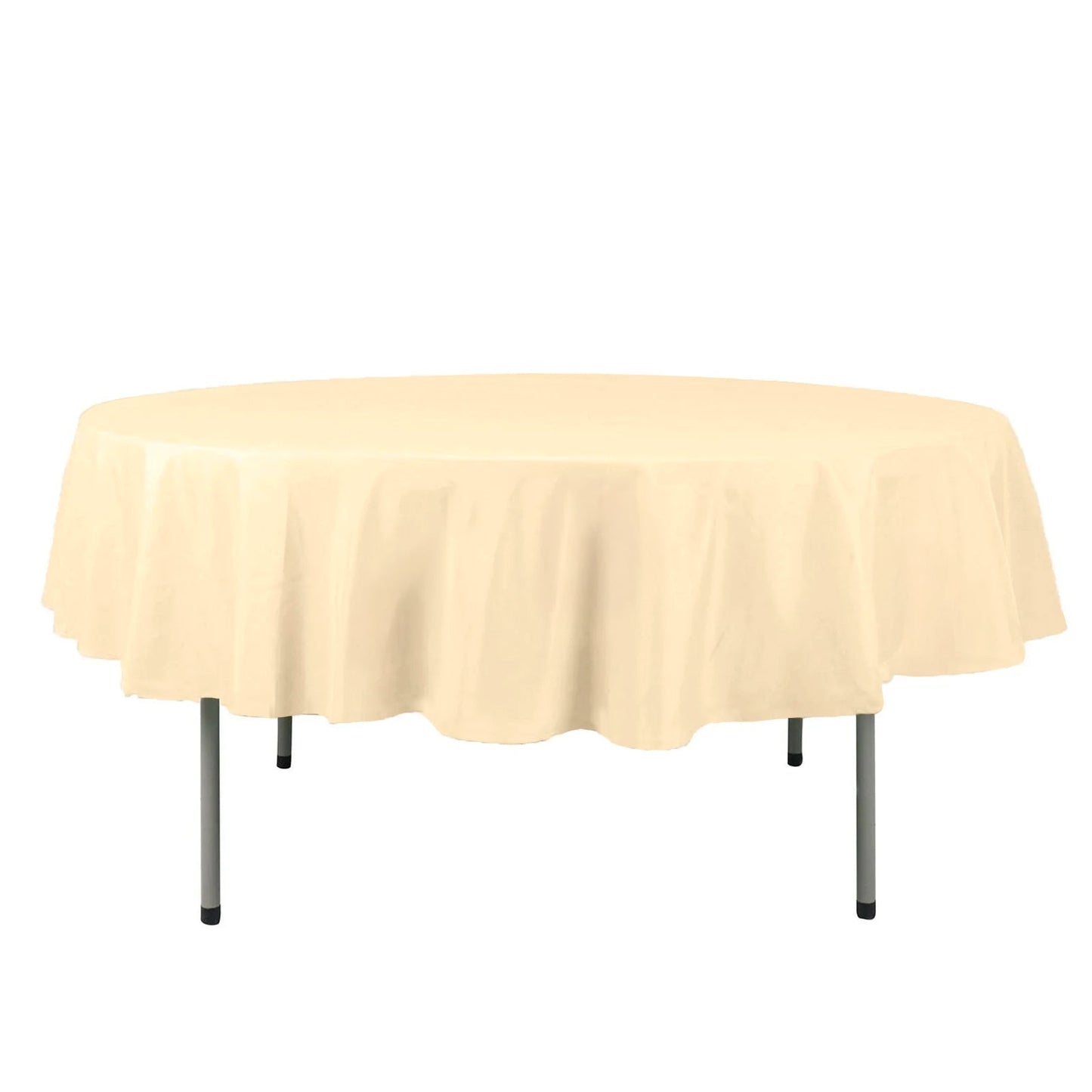 Polyester 90" Round Tablecloth Beige - Stain & Wrinkle - Resistant Table Cover - Linen Luxes