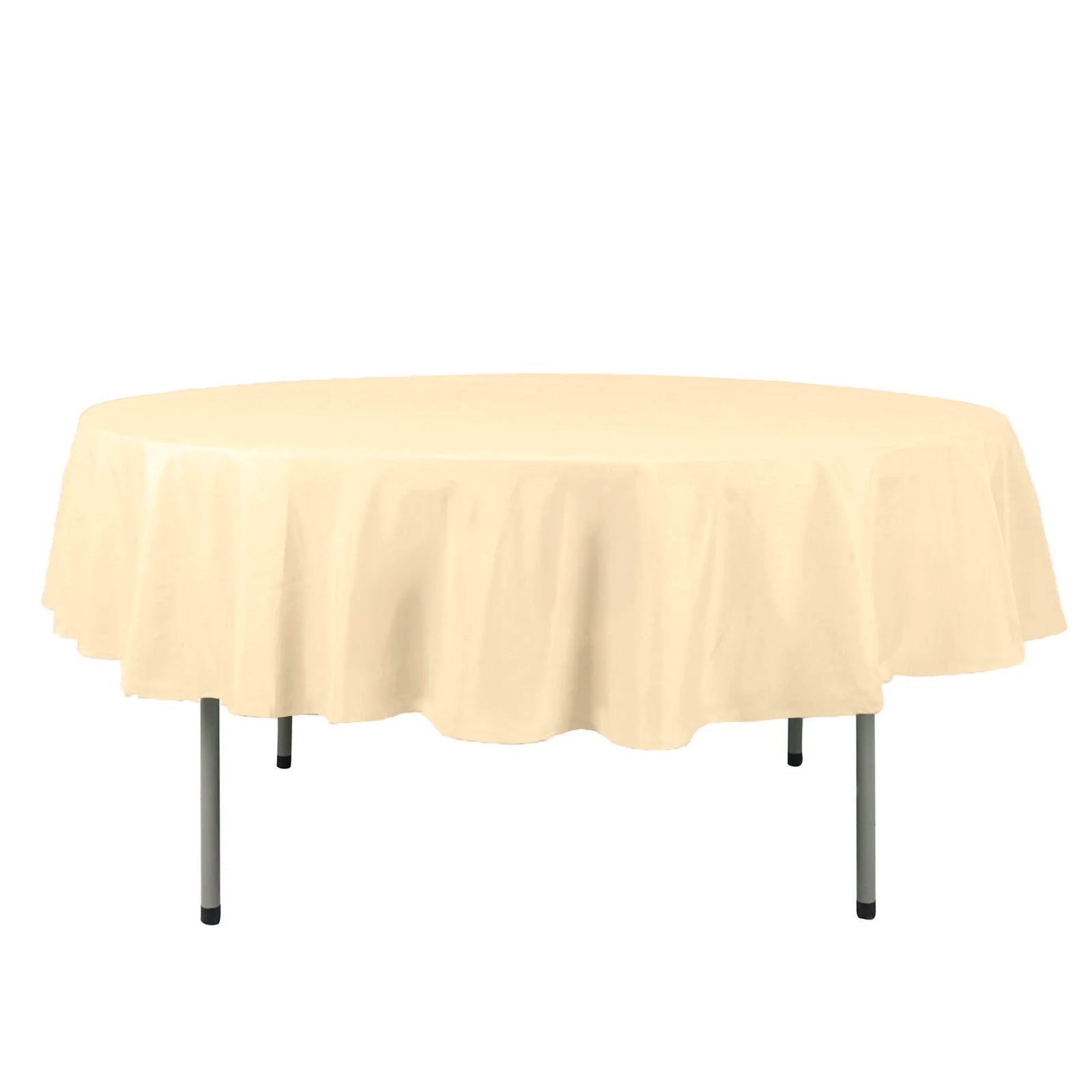 Polyester 90" Round Tablecloth Beige - Stain & Wrinkle - Resistant Table Cover - Linen Luxes