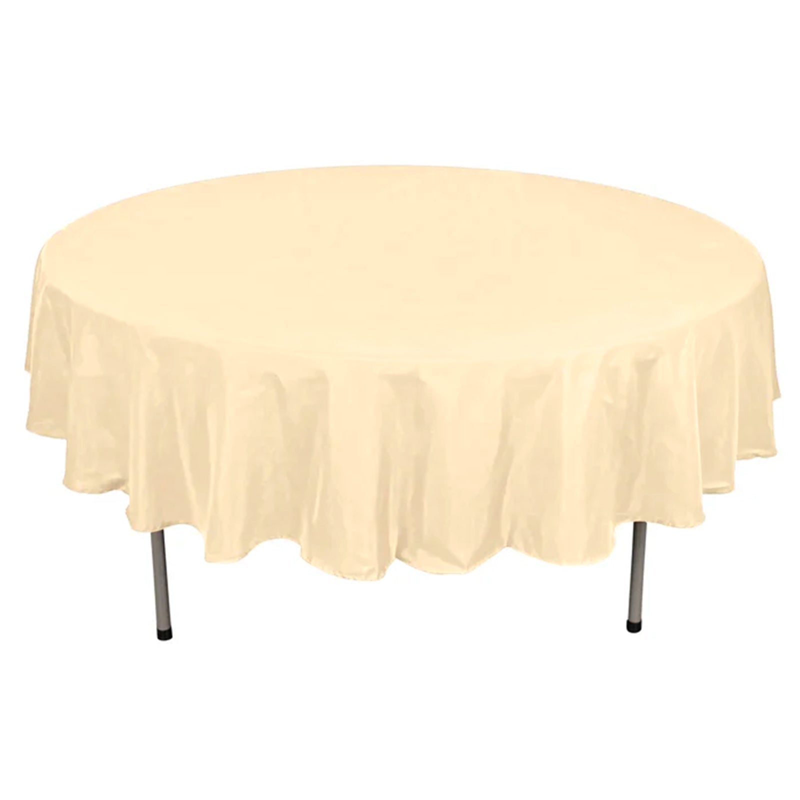Polyester 90" Round Tablecloth Beige - Stain & Wrinkle - Resistant Table Cover - Linen Luxes