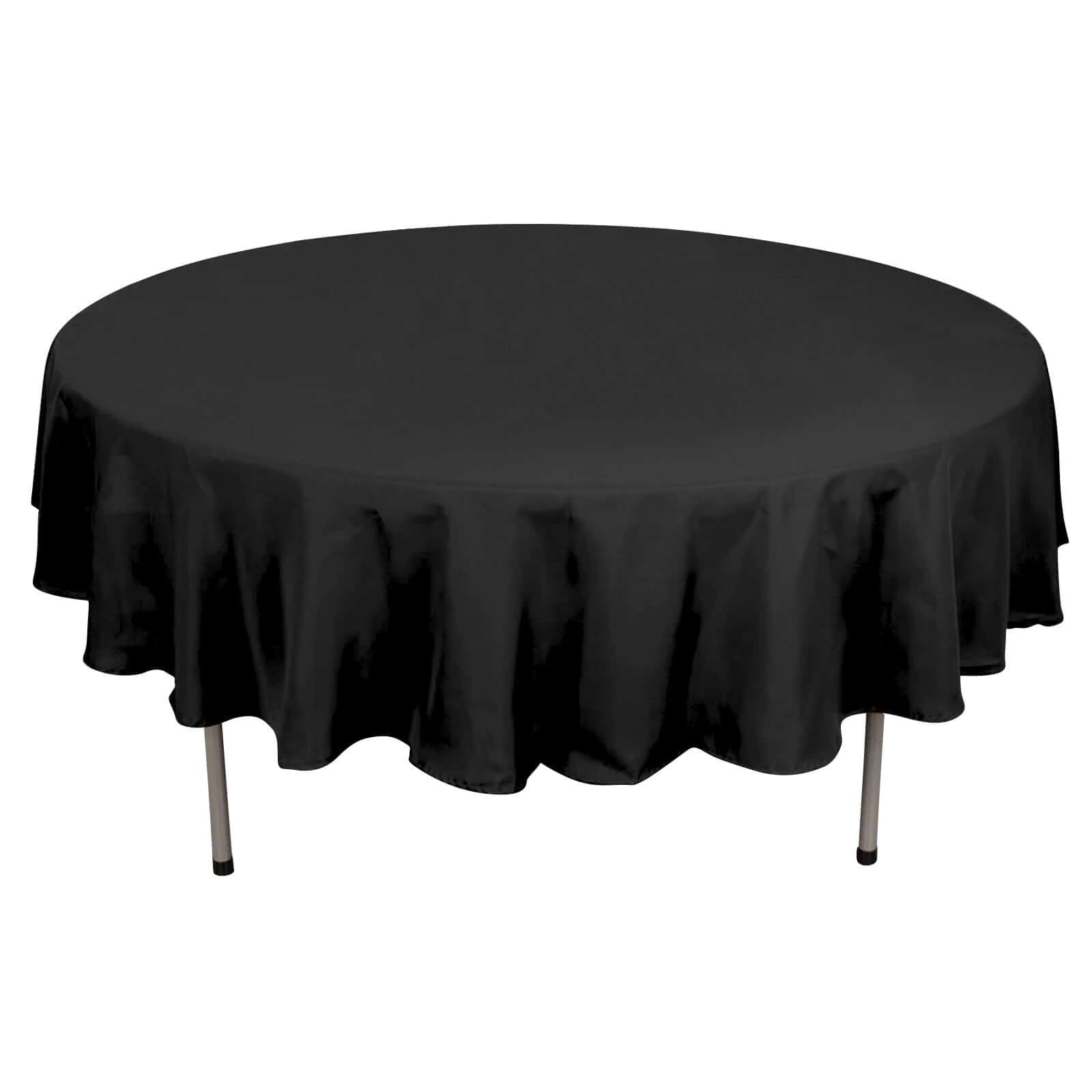 Polyester 90" Round Tablecloth Black - Stain and Wrinkle - Resistant Table Cover for Party & Gatherings - Linen Luxes