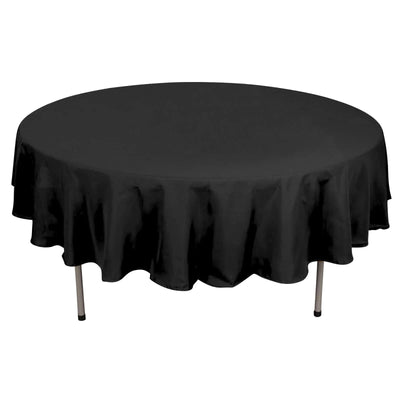 Polyester 90" Round Tablecloth Black - Stain and Wrinkle - Resistant Table Cover for Party & Gatherings - Linen Luxes