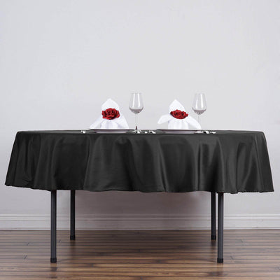Polyester 90" Round Tablecloth Black - Stain and Wrinkle - Resistant Table Cover for Party & Gatherings - Linen Luxes