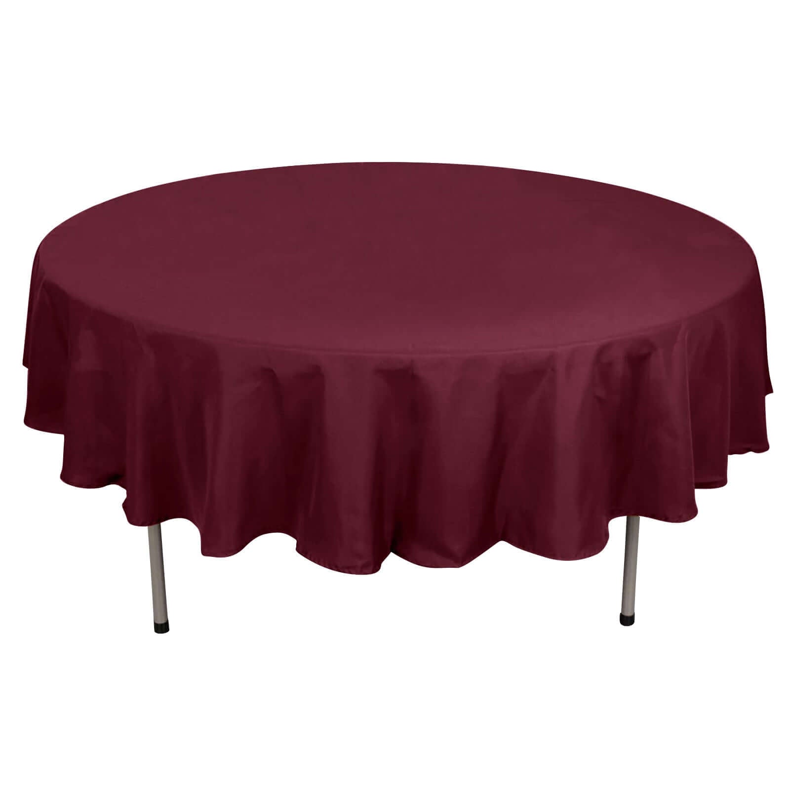 Polyester 90" Round Tablecloth Burgundy - Stain & Wrinkle - Resistant Table Cover - Linen Luxes
