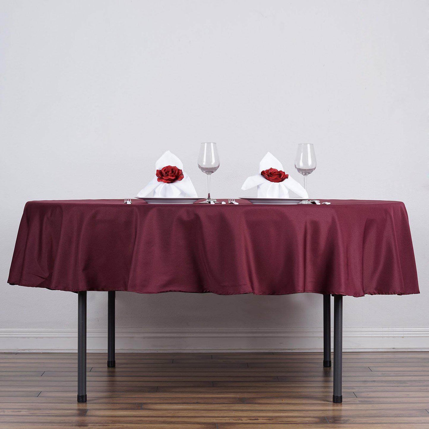 Polyester 90" Round Tablecloth Burgundy - Stain & Wrinkle - Resistant Table Cover - Linen Luxes