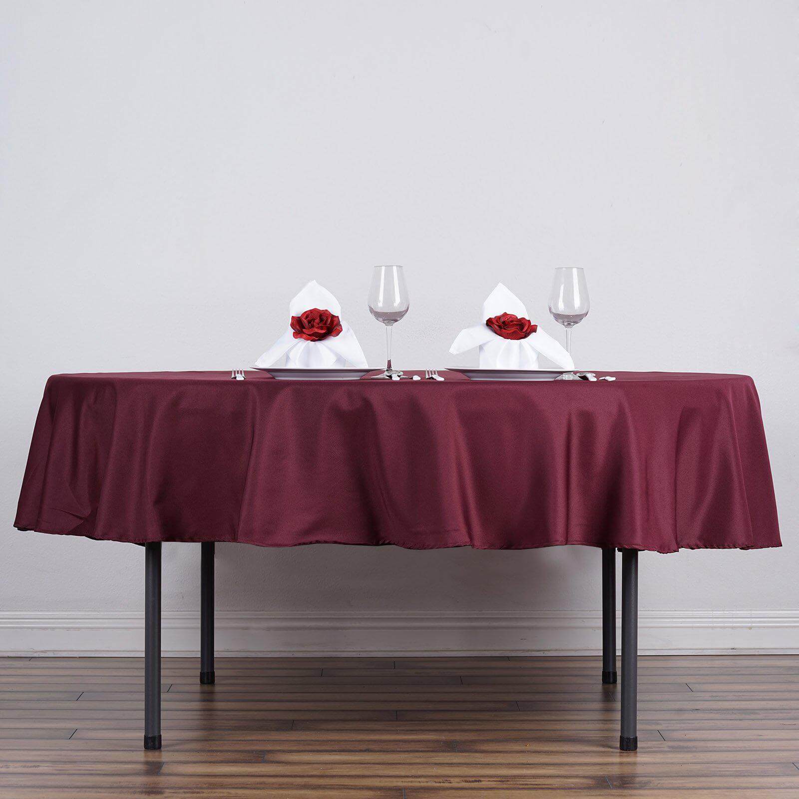 Polyester 90" Round Tablecloth Burgundy - Stain & Wrinkle - Resistant Table Cover - Linen Luxes