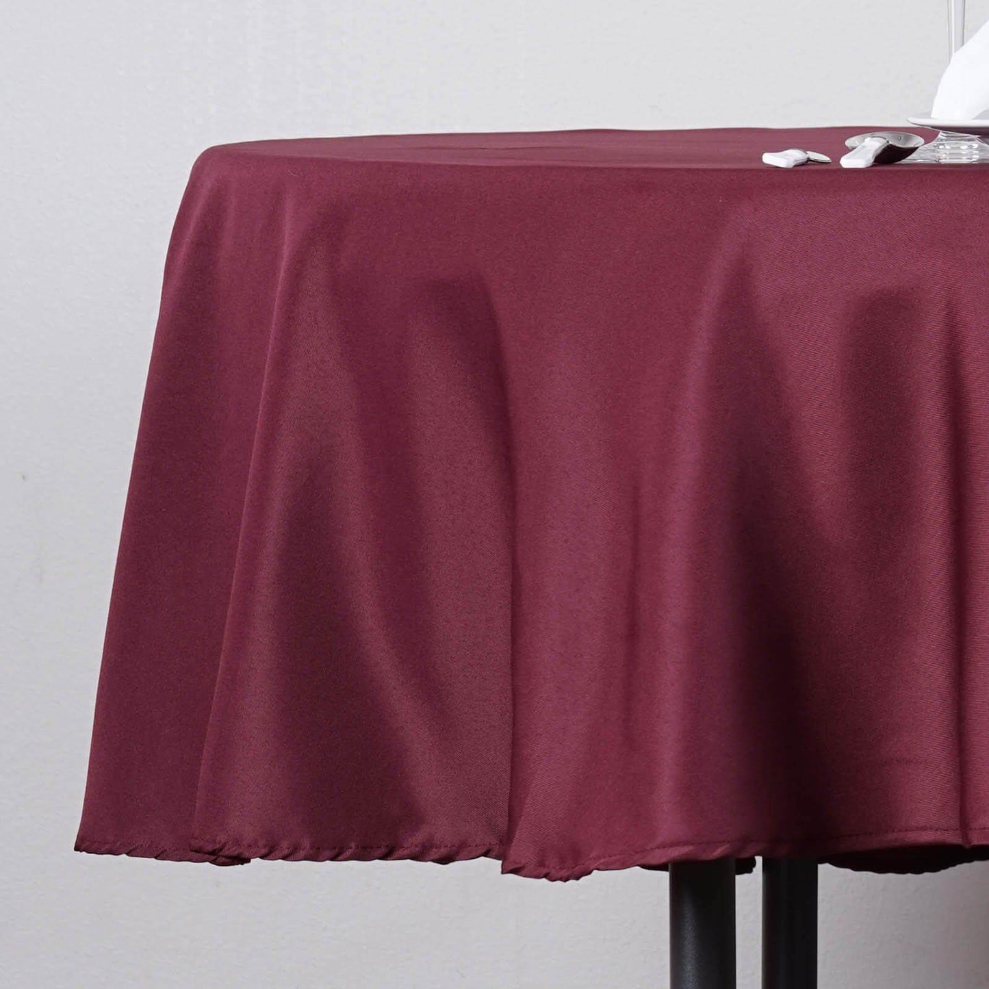 Polyester 90" Round Tablecloth Burgundy - Stain & Wrinkle - Resistant Table Cover - Linen Luxes