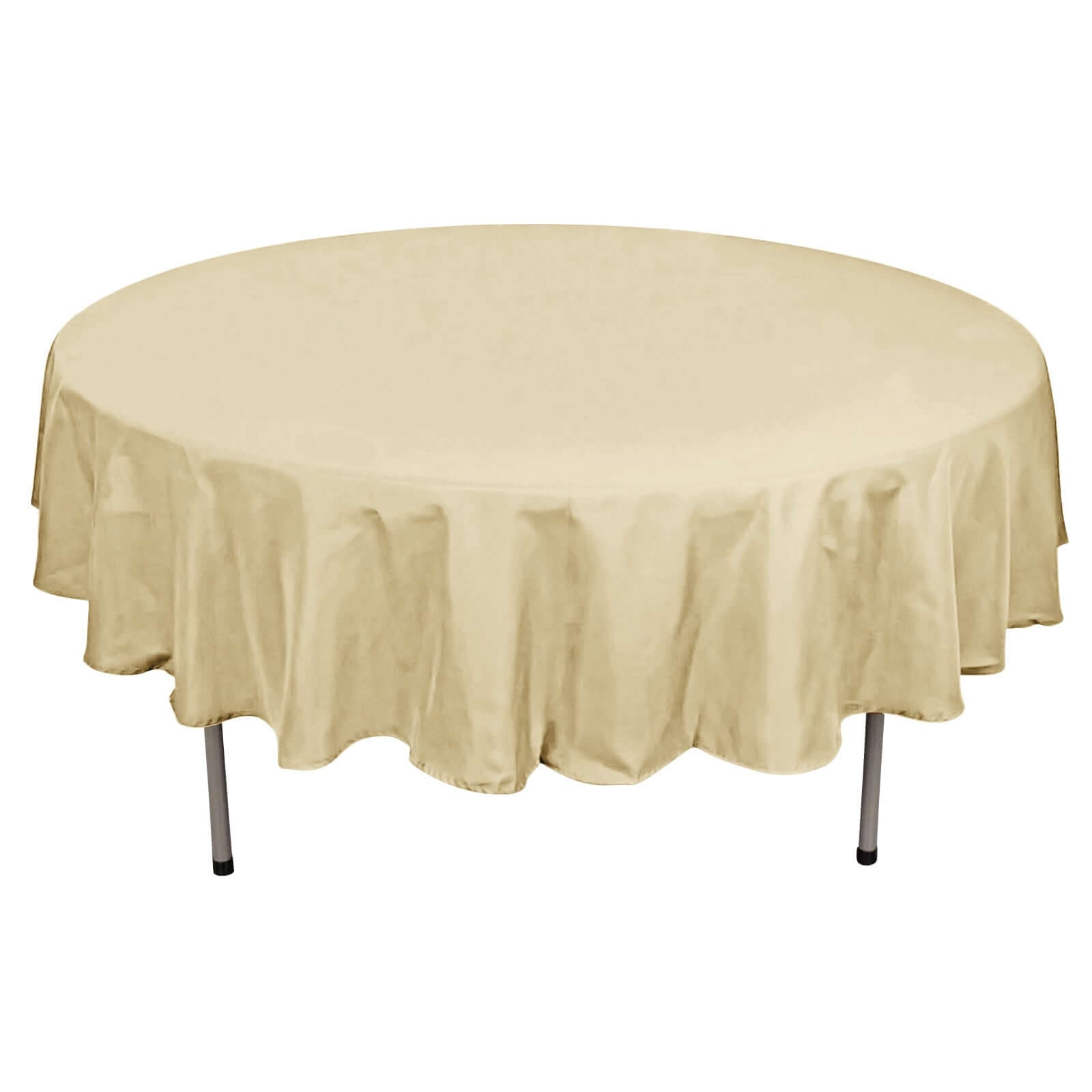 Polyester 90" Round Tablecloth Champagne - Stain & Wrinkle - Resistant Table Cover - Linen Luxes