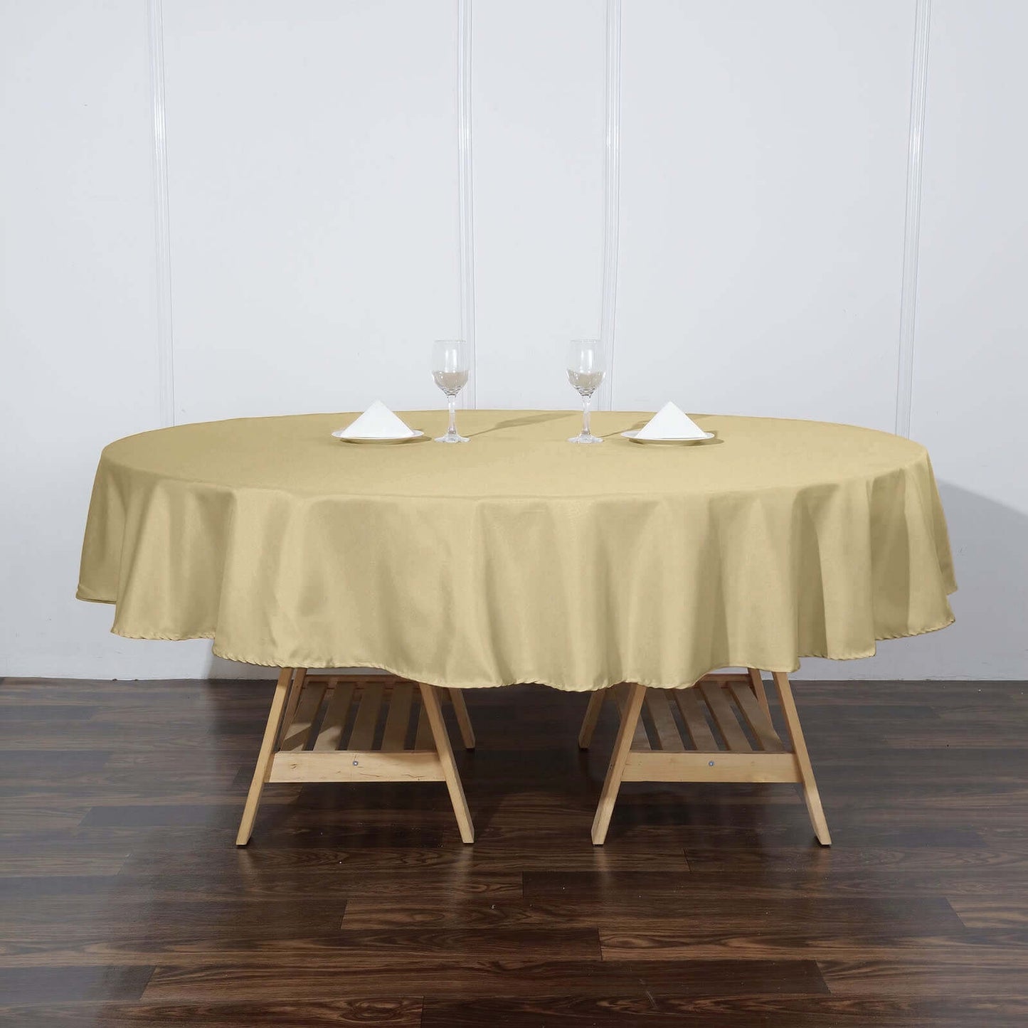Polyester 90" Round Tablecloth Champagne - Stain & Wrinkle - Resistant Table Cover - Linen Luxes