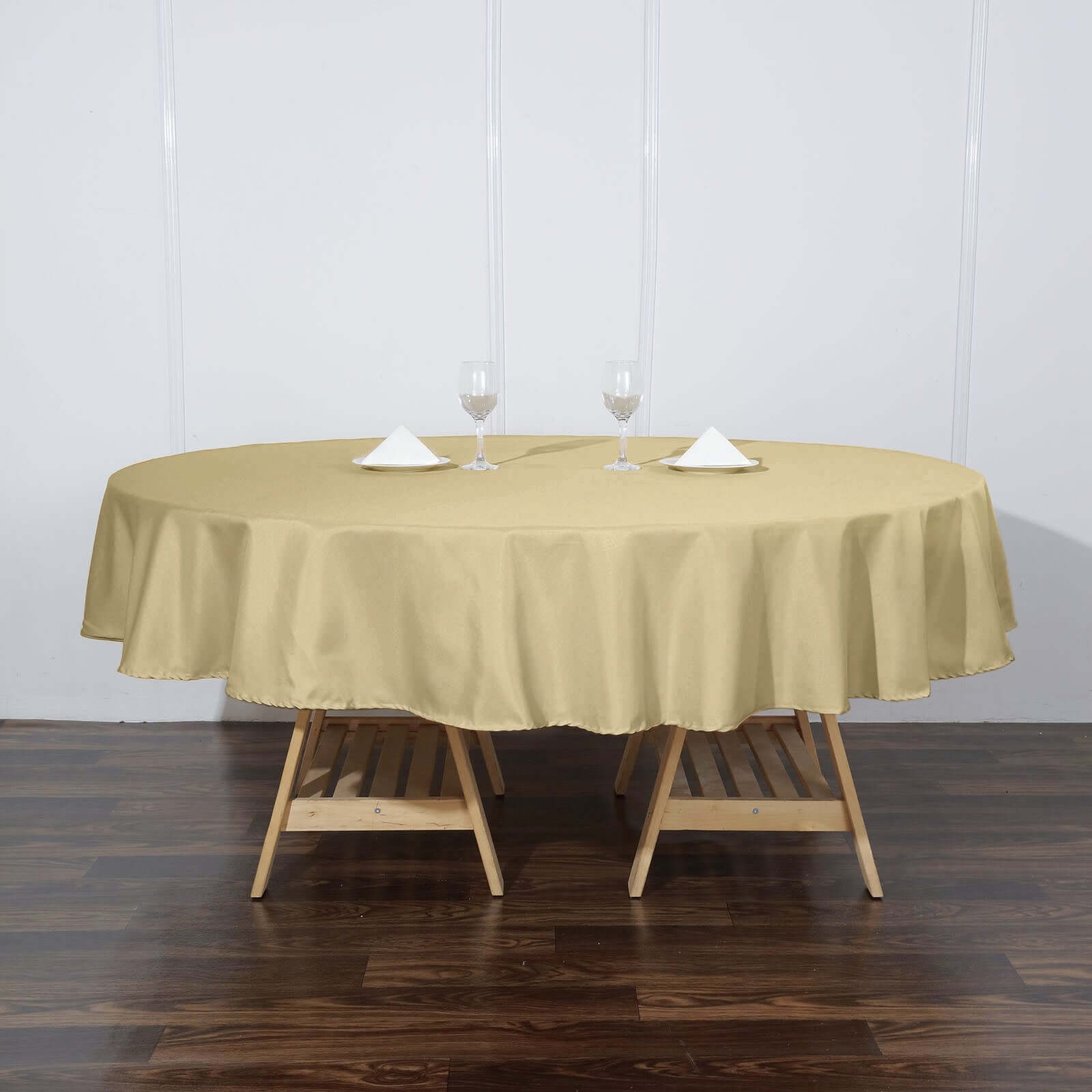 Polyester 90" Round Tablecloth Champagne - Stain & Wrinkle - Resistant Table Cover - Linen Luxes