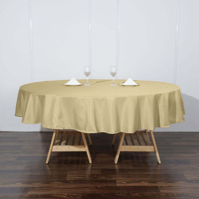 Polyester 90" Round Tablecloth Champagne - Stain & Wrinkle - Resistant Table Cover - Linen Luxes