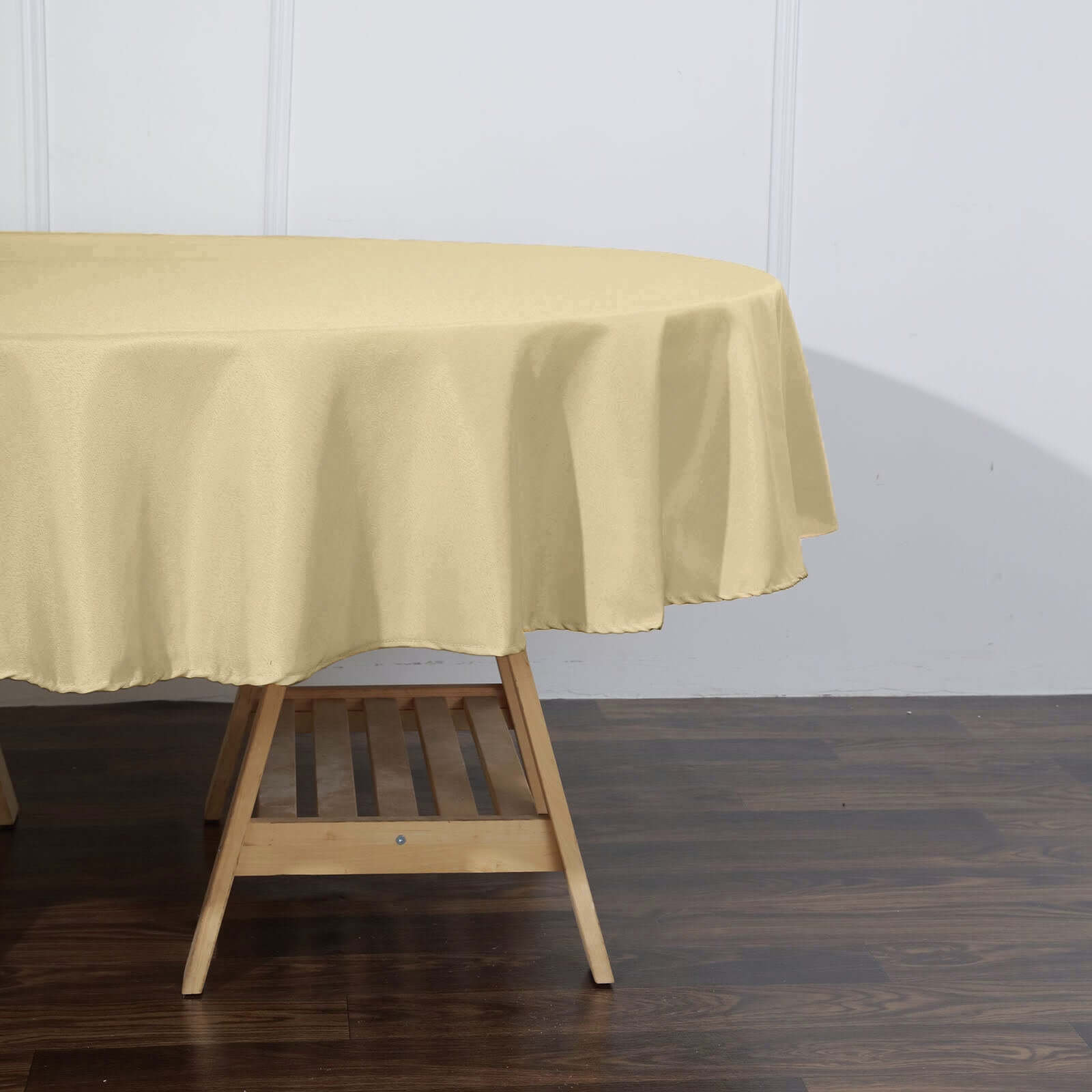 Polyester 90" Round Tablecloth Champagne - Stain & Wrinkle - Resistant Table Cover - Linen Luxes