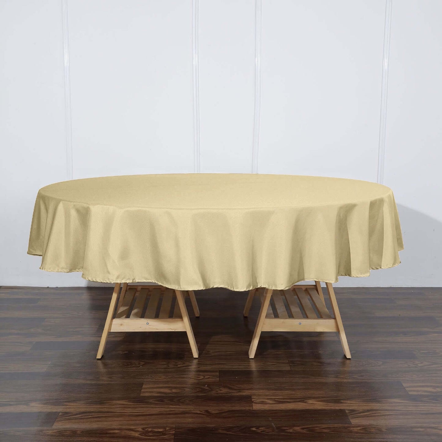 Polyester 90" Round Tablecloth Champagne - Stain & Wrinkle - Resistant Table Cover - Linen Luxes