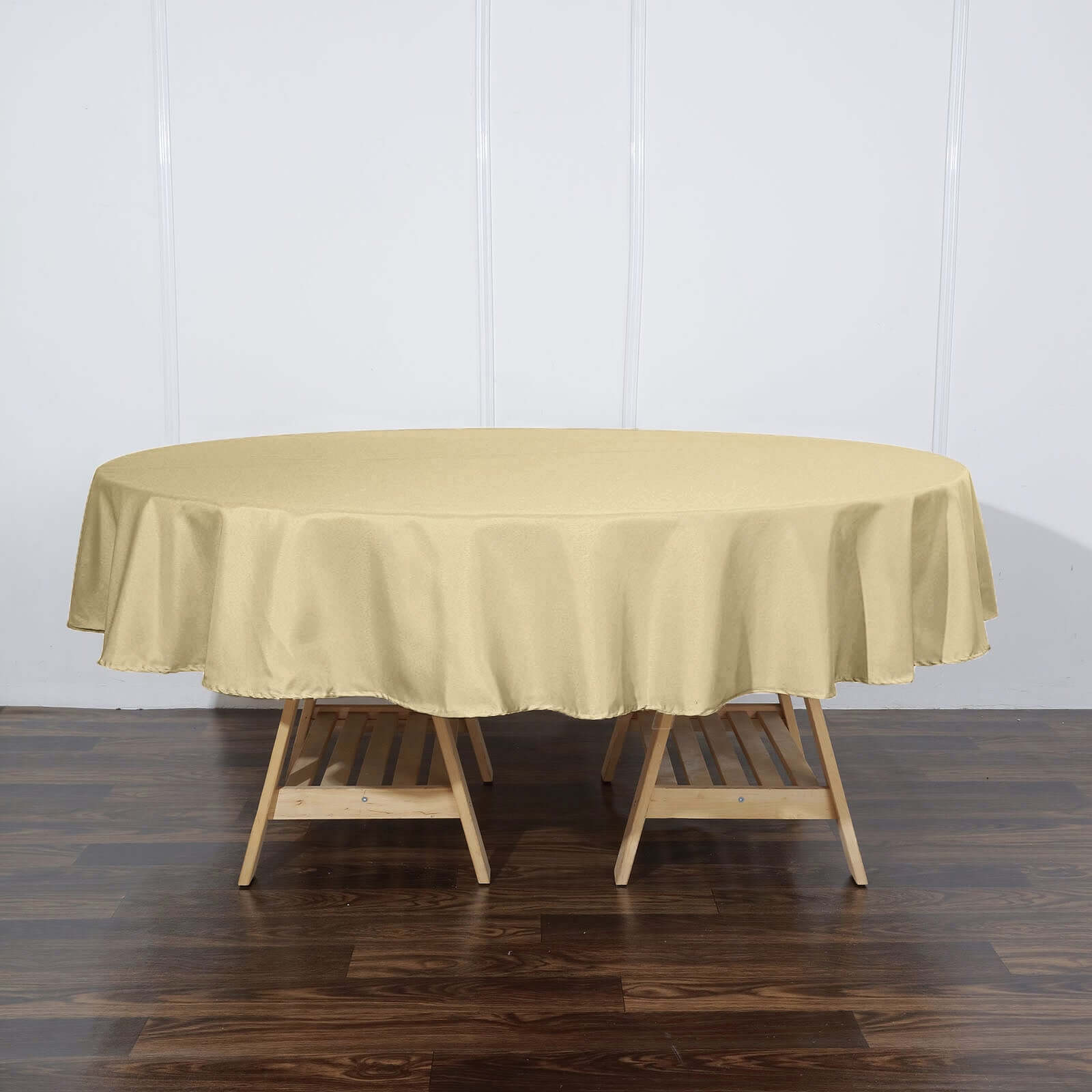 Polyester 90" Round Tablecloth Champagne - Stain & Wrinkle - Resistant Table Cover - Linen Luxes