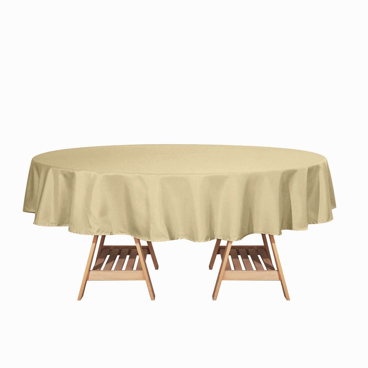 Polyester 90" Round Tablecloth Champagne - Stain & Wrinkle - Resistant Table Cover - Linen Luxes