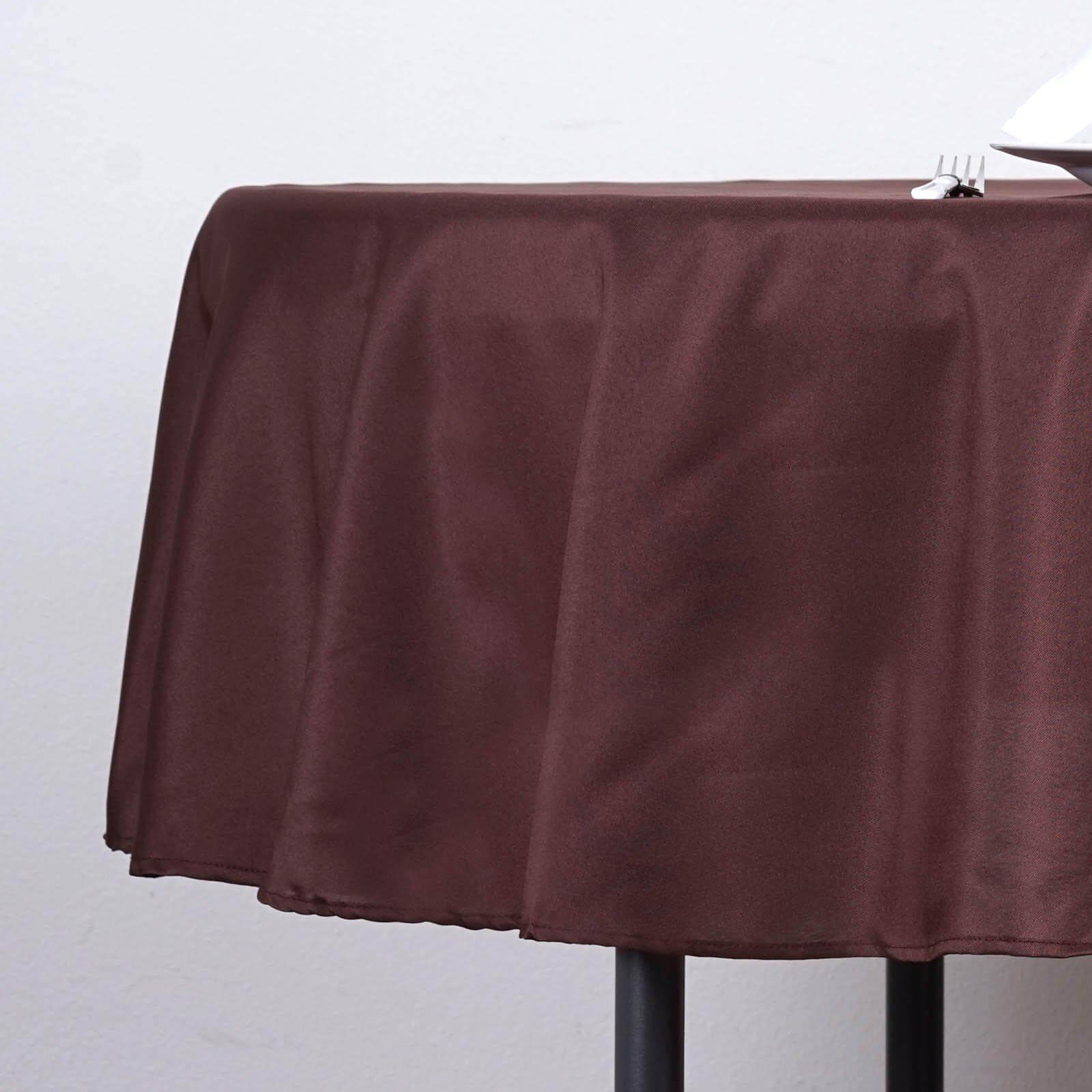 Polyester 90" Round Tablecloth Chocolate - Stain & Wrinkle - Resistant Table Cover - Linen Luxes