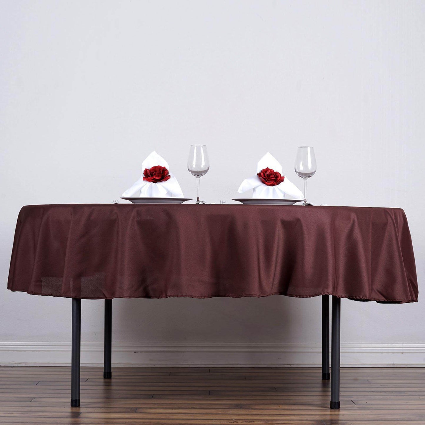 Polyester 90" Round Tablecloth Chocolate - Stain & Wrinkle - Resistant Table Cover - Linen Luxes