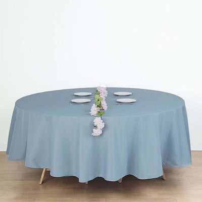 Polyester 90" Round Tablecloth Dusty Blue - Stain & Wrinkle - Resistant Table Cover - Linen Luxes