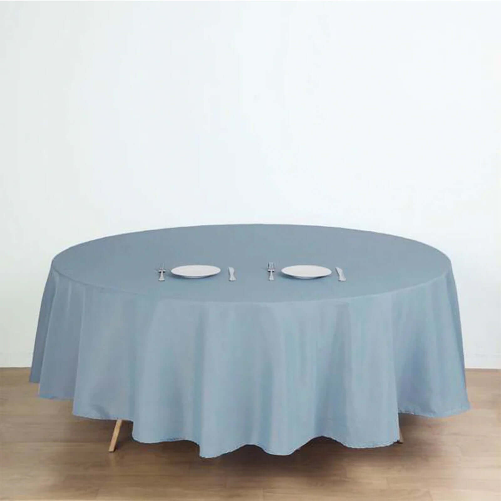 Polyester 90" Round Tablecloth Dusty Blue - Stain & Wrinkle - Resistant Table Cover - Linen Luxes