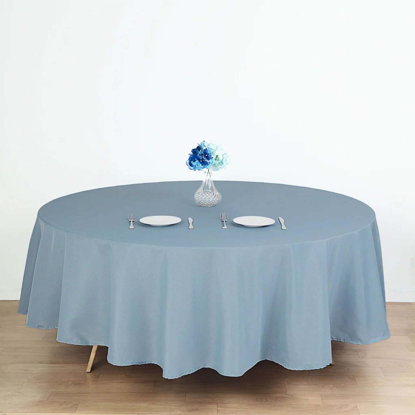 Polyester 90" Round Tablecloth Dusty Blue - Stain & Wrinkle - Resistant Table Cover - Linen Luxes