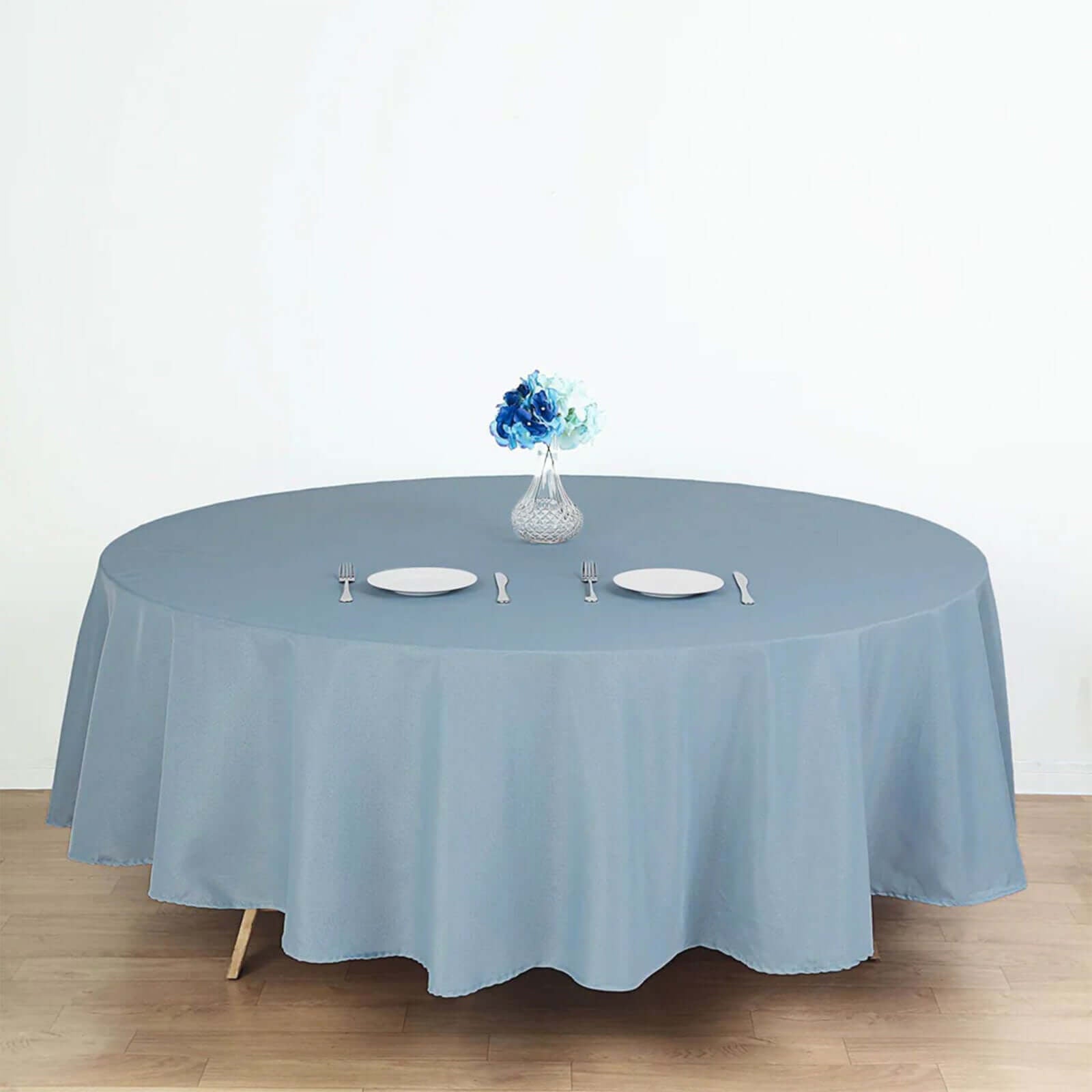 Polyester 90" Round Tablecloth Dusty Blue - Stain & Wrinkle - Resistant Table Cover - Linen Luxes