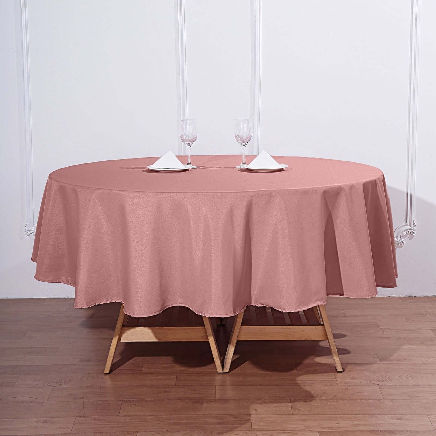 Polyester 90" Round Tablecloth Dusty Rose - Stain & Wrinkle - Resistant Table Cover - Linen Luxes