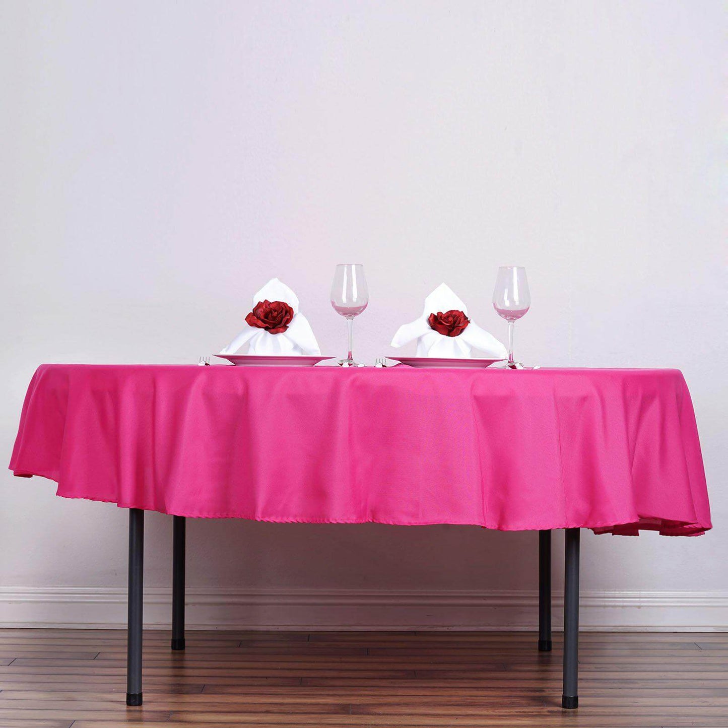 Polyester 90" Round Tablecloth Fuchsia - Stain & Wrinkle - Resistant Table Cover - Linen Luxes