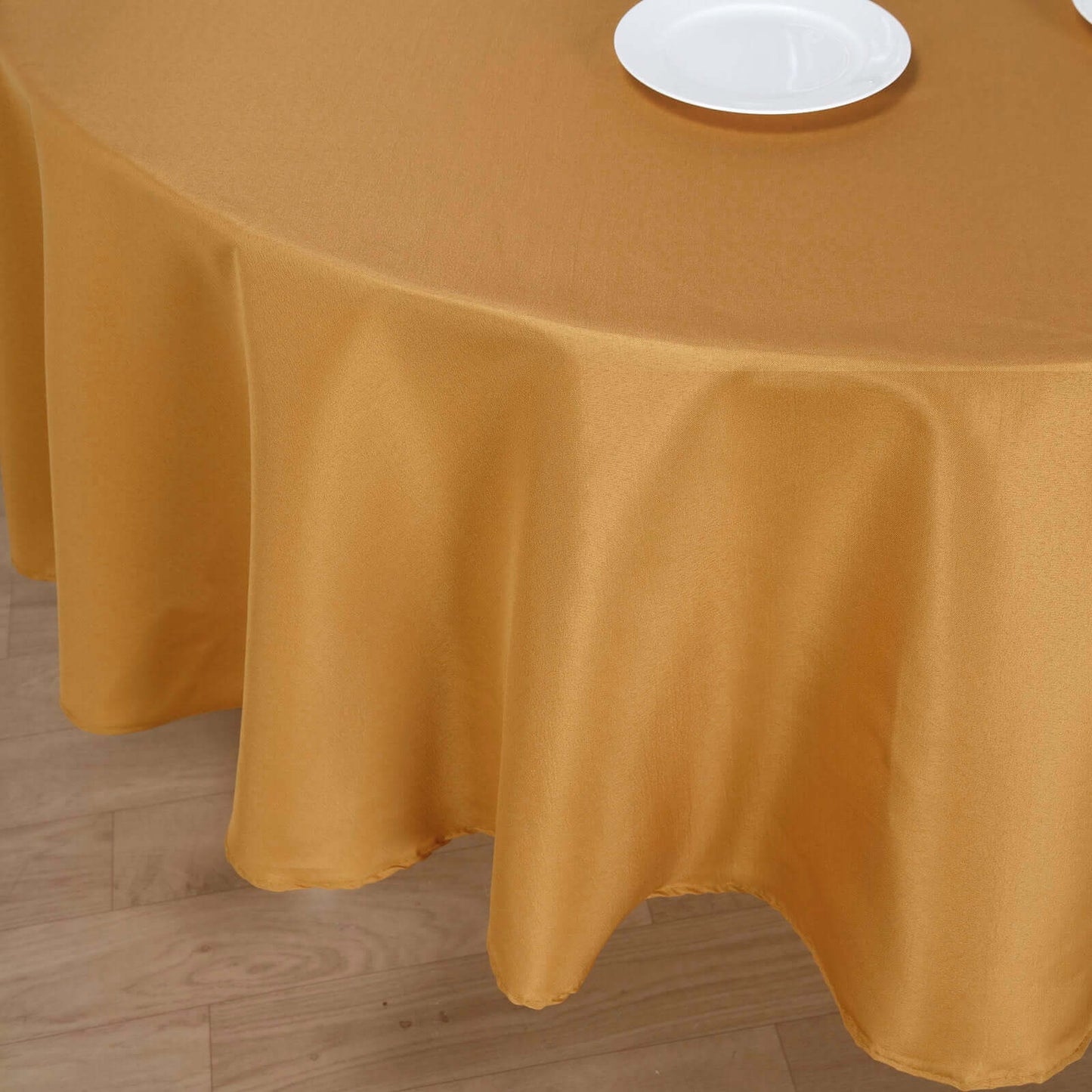 Polyester 90" Round Tablecloth Gold - Stain and Wrinkle - Resistant Table Cover for Party & Gatherings - Linen Luxes