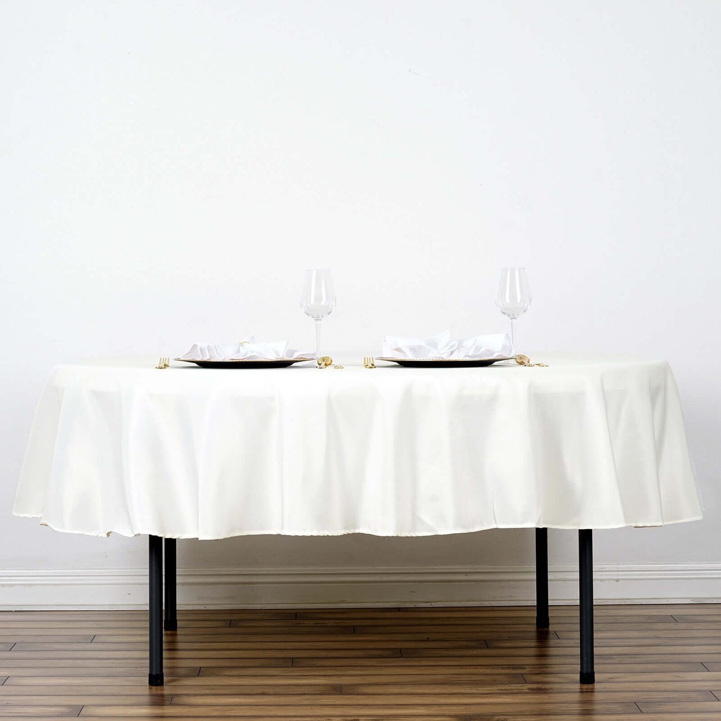 Polyester 90" Round Tablecloth Ivory - Stain & Wrinkle - Resistant Table Cover - Linen Luxes