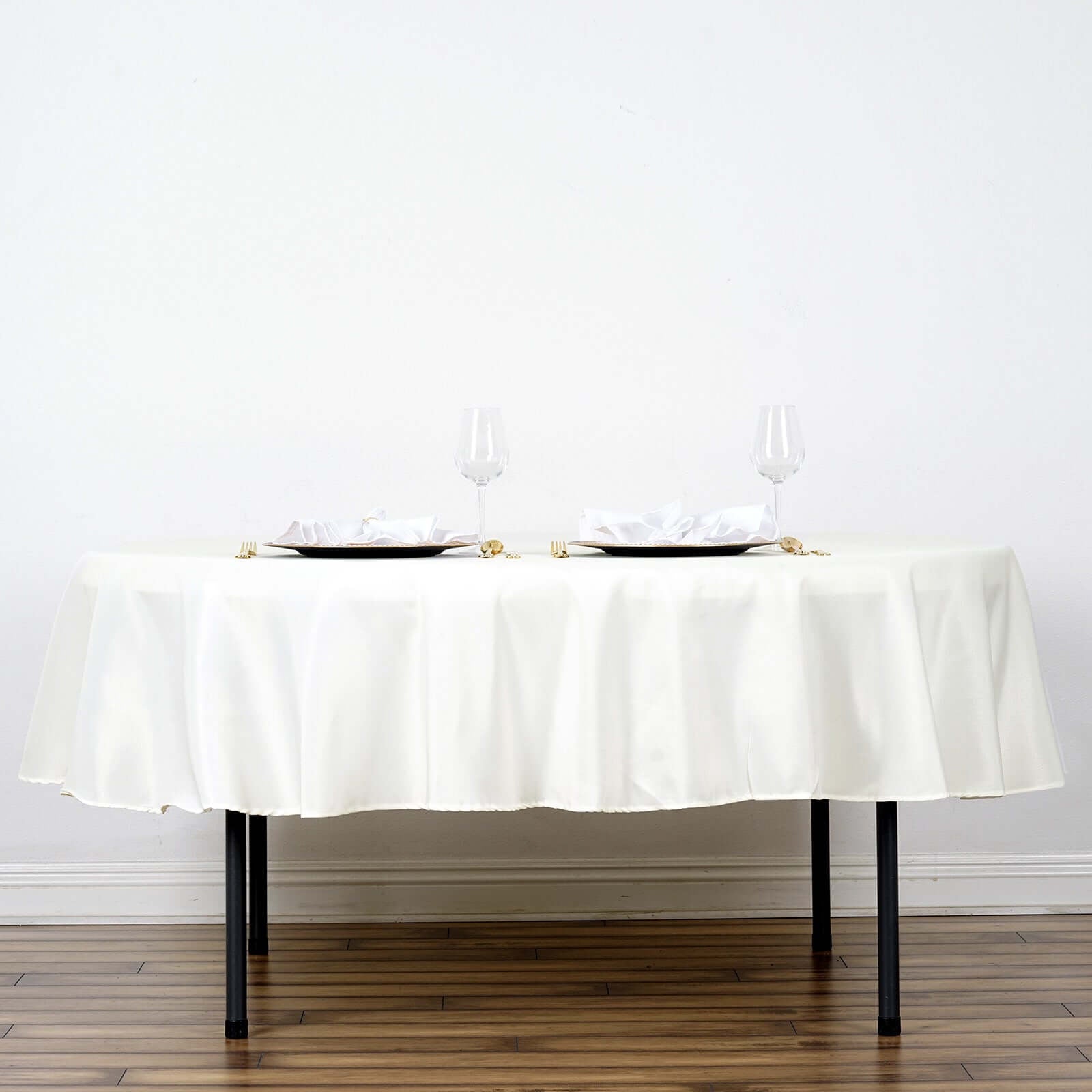 Polyester 90" Round Tablecloth Ivory - Stain & Wrinkle - Resistant Table Cover - Linen Luxes