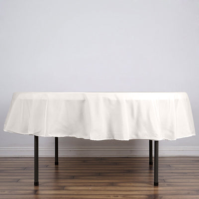 Polyester 90" Round Tablecloth Ivory - Stain & Wrinkle - Resistant Table Cover - Linen Luxes