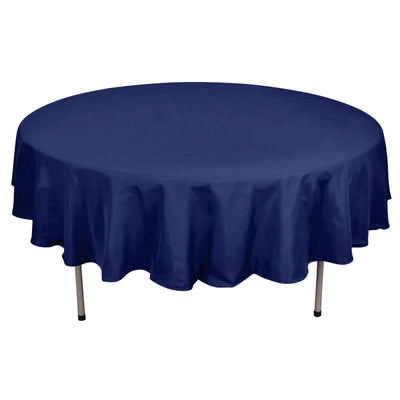 Polyester 90" Round Tablecloth Navy Blue - Stain & Wrinkle - Resistant Table Cover - Linen Luxes